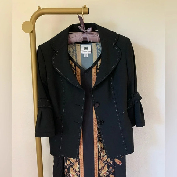 Vicky & Lucas V-Neck Loose Fit Maxi Dress Asymmetrical Sheer Hemline Pockets - Picture 14 of 14